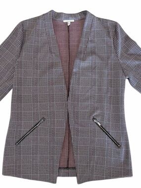 Maurices Gray Plaid Blazer with Pink Accents